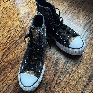 Custom black and gold glitter converse